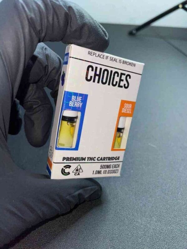 Choices Vape Blueberry x Sour Diesel delivers a sweet berry flavor with diesel undertones, offering a balanced, uplifting, and relaxing experience.