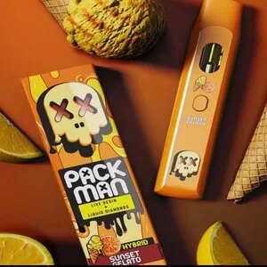 Packman Sunset Gelato: A creamy, tropical candy delight blending citrus, exotic fruits, and smooth gelato flavors for a luxurious taste experience.