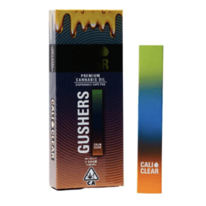 Cali Clear Disposable Gushers offers a potent THC high, fruity flavor, and smooth, convenient vaping experience for all users.