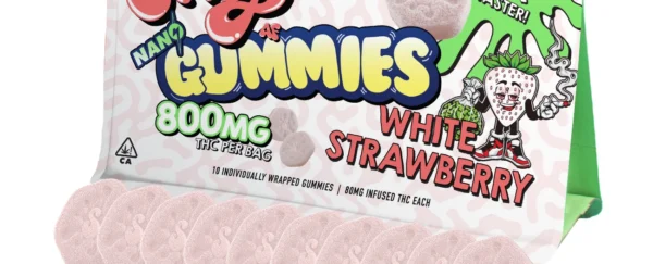 Experience fast-acting THC with Nano Gummies White Strawberry. Enjoy refreshing white strawberry flavor, rapid absorption, and consistent, potent effects.