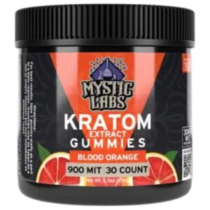 Experience the power of Mystic Labs Kratom Gummies – Blood Orange flavor, 30 MIT per gummy, 30ct. Potent, delicious, and lab-tested!