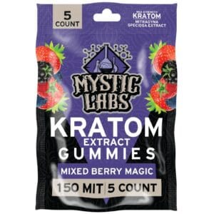 Mystic Labs Kratom Gummies offer 150mg MIT in a delicious mixed berry flavor, delivering potent, convenient, and effective kratom benefits.