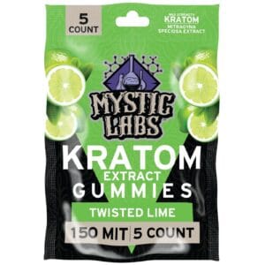 Experience potent Mystic Labs Kratom Gummies – Twisted Lime, 150 MIT per gummy, 5ct. Delicious, effective, and lab-tested!