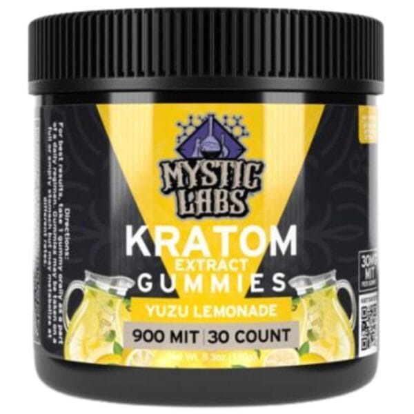 Yuzu Lemonade Kratom Gummies offer 30mg MIT per gummy, providing energy, focus, relaxation, and mood enhancement in a tasty form.