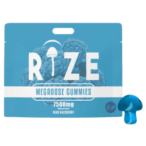 Rize | Blue Razzberry Mushroom Gummies | Megadose 7500mg - 15ct
