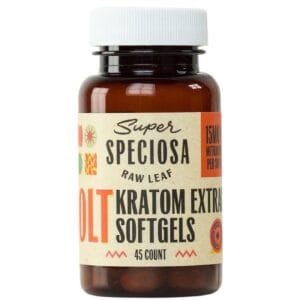 Super Speciosa Jolt Kratom Extract Softgels (45ct) offer quick, powerful relief for energy, focus, and mood enhancement.