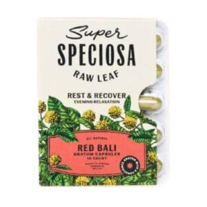 Super Speciosa Red Bali Kratom Capsules (10ct) provide natural pain relief, relaxation, and mood enhancement. Pure and effective.