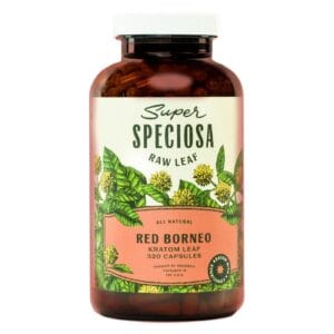 Super Speciosa Red Borneo Kratom Capsules offer 320ct of premium, relaxing, and pain-relieving Kratom in convenient capsules.