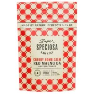 Enjoy relaxing effects with Super Speciosa Red Maeng Da Kratom Powder, Cherry Bomb Calm flavor. 100g of premium kratom.