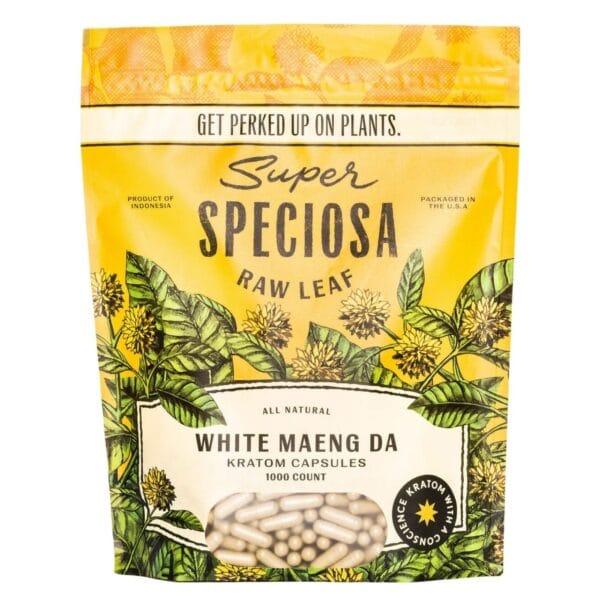 Boost energy, focus, and productivity with Super Speciosa White Maeng Da Kratom Capsules (1000ct). Pure, potent, lab-tested bulk kratom.